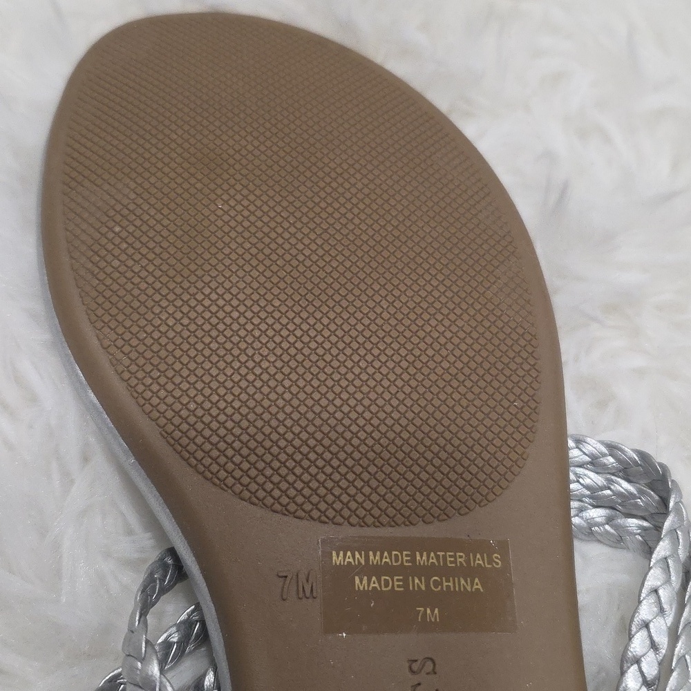 Talbots Metallic Silver Braided Sandals. Size 7. NWT! - Picture 3 of 4